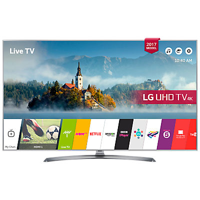 LG 55UJ750V LED HDR 4K Ultra HD Smart TV, 55 With Freeview Play & Crescent Stand, Silver